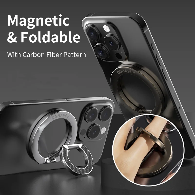 

Double Sided Magnetic Phone Ring Holder Portable Folding Cellphones Stand Car Bracket Phone Accessories for Phone 16 Smart Phone