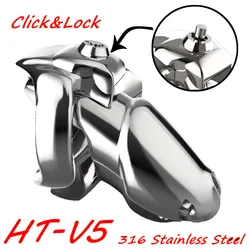 HT-V5 Click&Lock Chastity Cage Device Male Cock Cage 5 Sizes Penis Ring To Choose From Adult Urethral Lock Bondage Belt Sex Toys