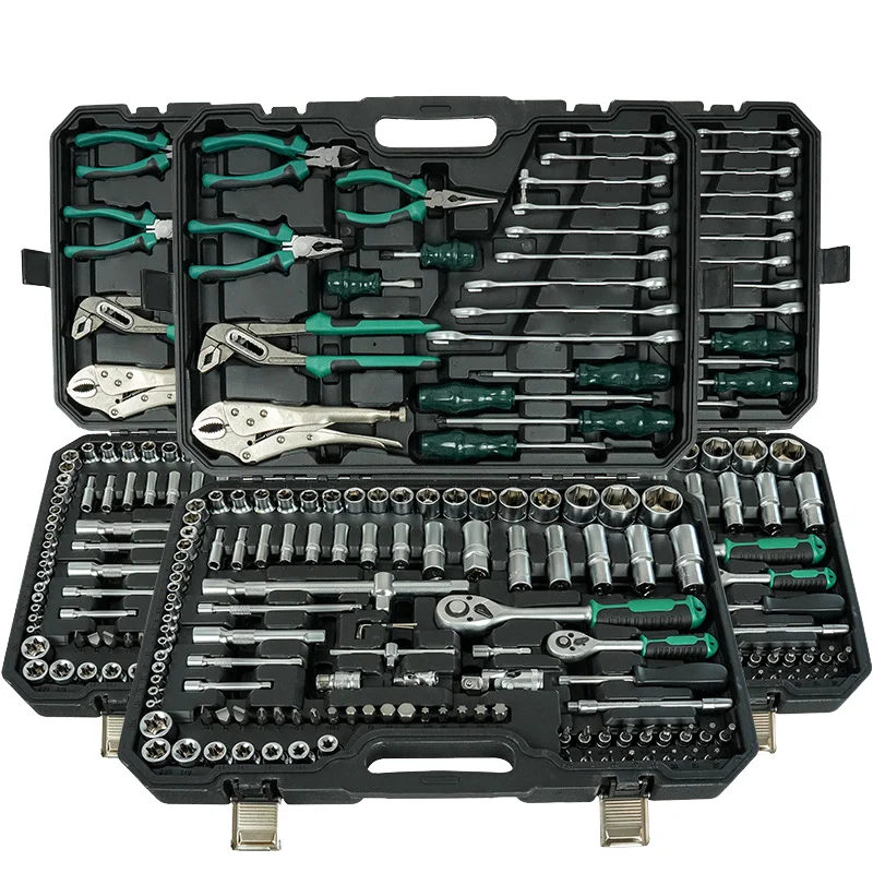 131-Piece Chrome Vanadium Steel 72-tooth Quick Ratchet Wrench Dual-purpose Wrench Connector Pearl Nickel Sleeve Tool Set