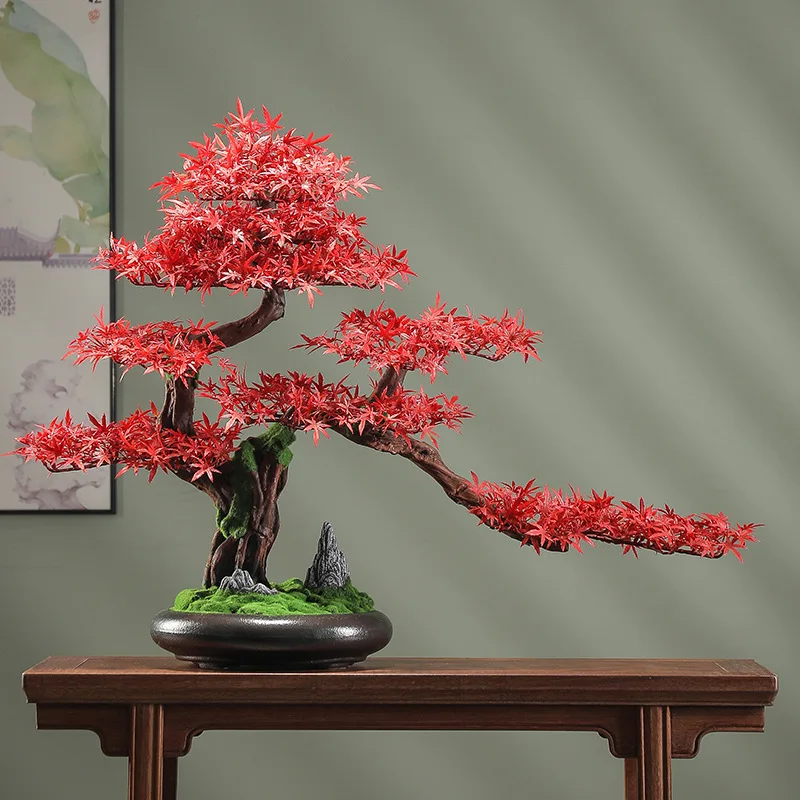 

Simulated welcome pine bonsai living room porch office tea table green plant potted Luo Hansong decorative new Chinese ornament