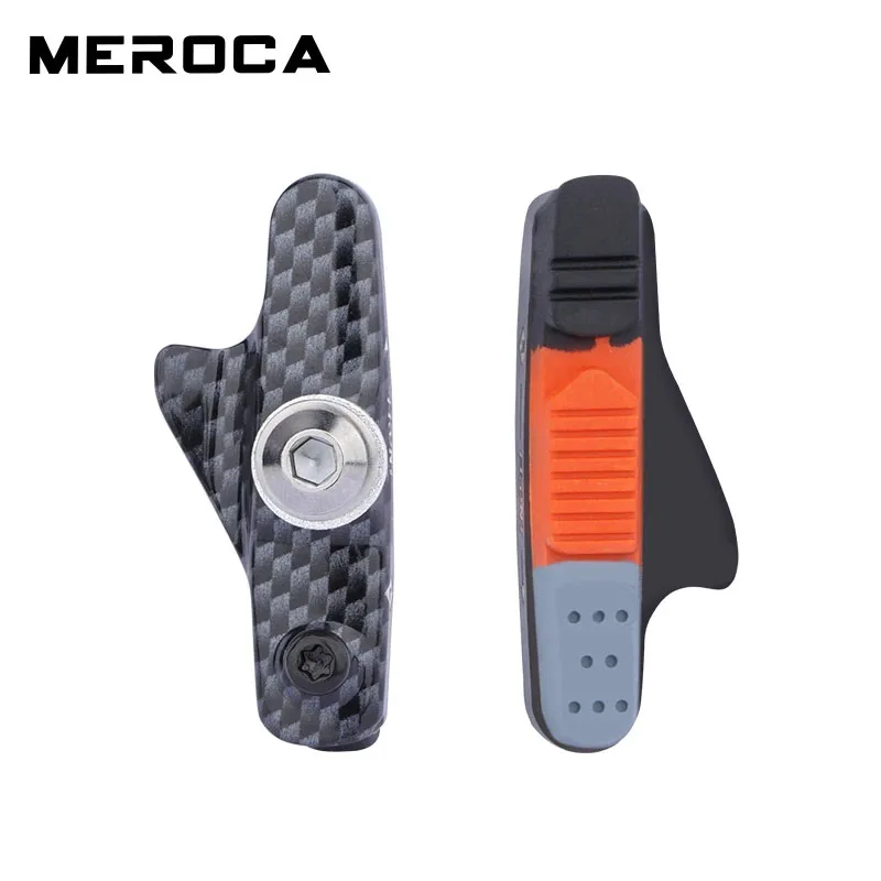 MEROCA Road Bike Brake Pads V-brake Pads With Mud Trough Silent Wear-resistant Rubber Bicycle Rim Brake Pads