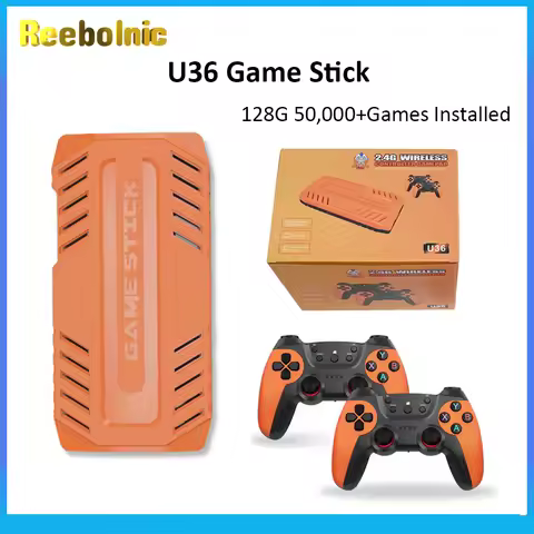 Reebolnic U36 Game Stick 128G 50,000+Games Installed 4K HD Output Retro Video Game Console 3D 40+Simulators PSP PS1 Boy Gifts