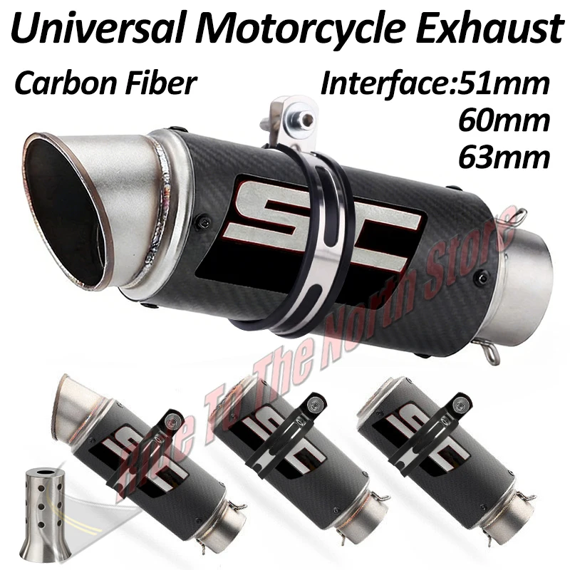 

51/60/63mm Inlet Carbon Fiber sc Exhaust For Kawasaki400/800/900/1000 DUKE390 R6R1R3R25 CBR5001000 S1000RR ZX6RZX10R GSX600R750R