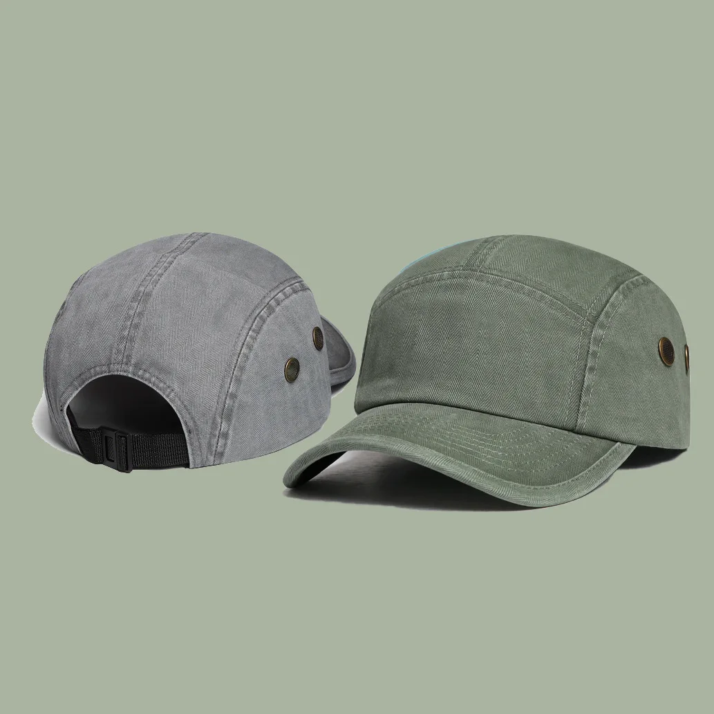 Custom Logo Print Unisex Cargo Short Brim 5‑Panel Baseball Cap Japanese Style Outdoor Sport Casual Sun Baseball Cap Men Women