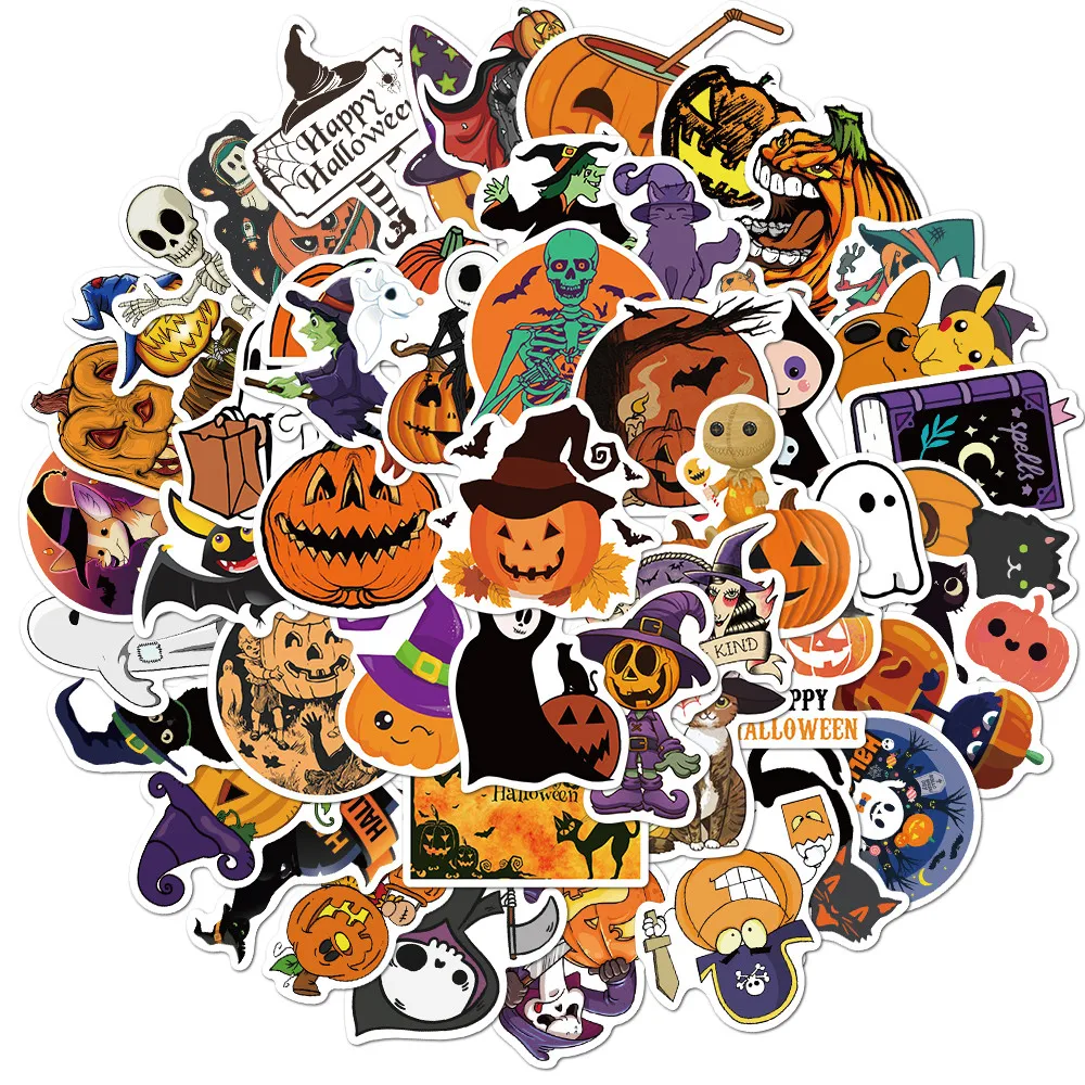50Pcs Glossy Halloween Holiday Stickers, Creepy Cemetery Graphic Decals for Phone Case Guitar Hard Suitcase Giajar Sticker Store