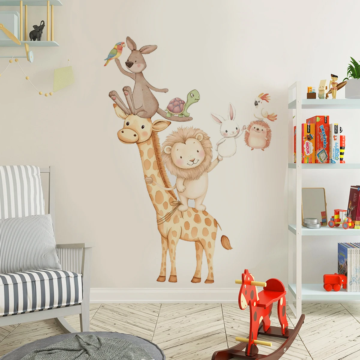الكرتون لعوب شركاء الحيوان التراص الجدار ملصق الحضانة غرفة الطفل الفن ملصق حائط من الفينيل غرفة الاطفال غرفة نوم المعيشة ديكور المنزل