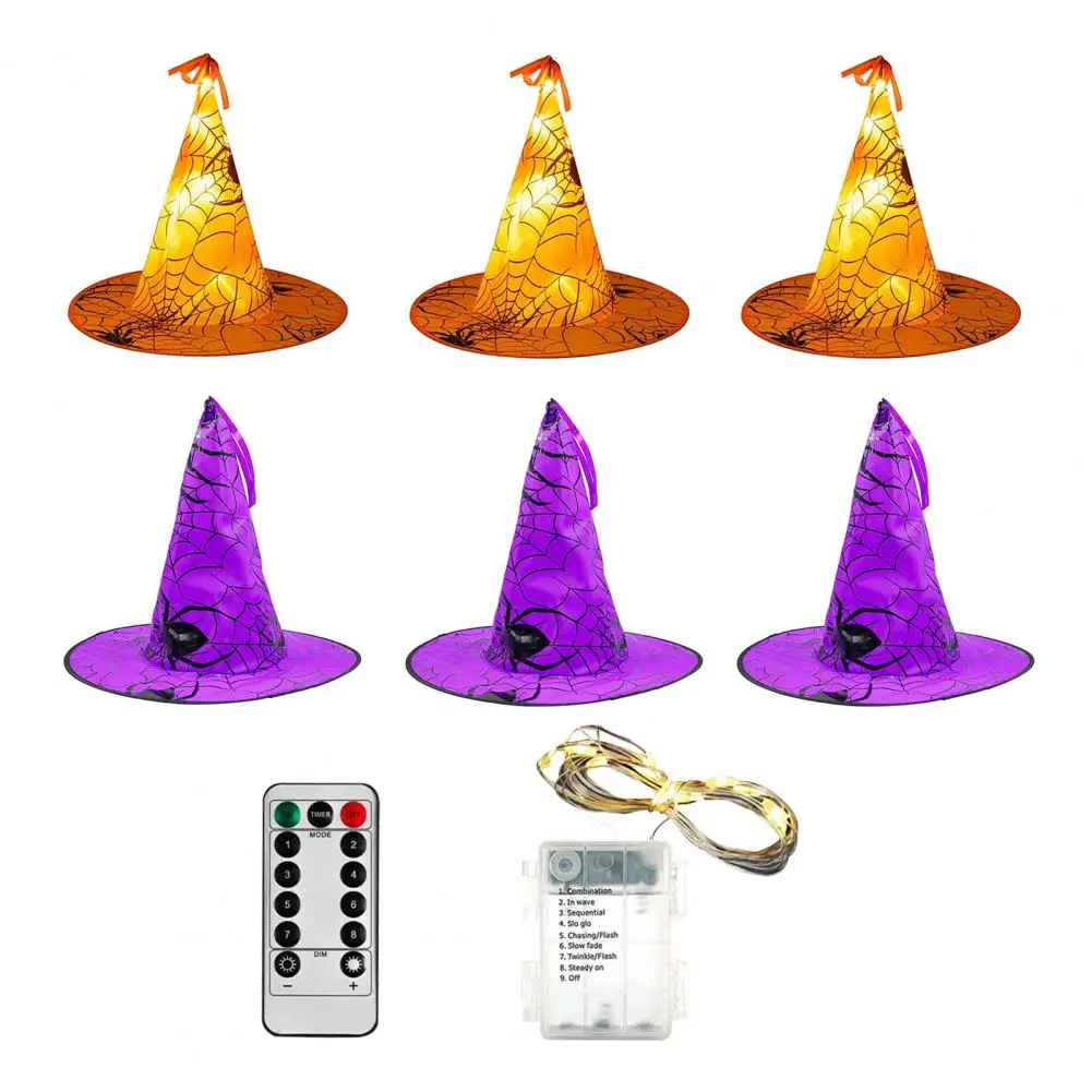 Waterproof Battery Powered Halloween Lights Halloween Witch Hat String Lights Set of Halloween Witch Hat for Outdoor for Parties