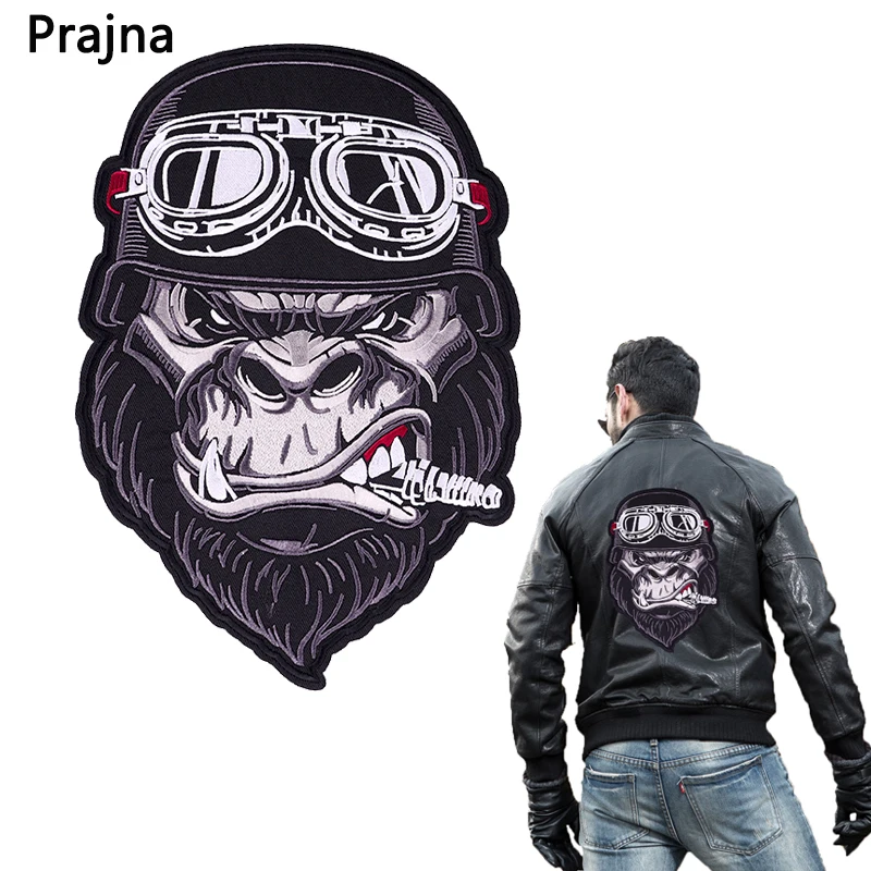 Orangutan Large Patch Motorcycle Biker Embroiderdy Patch Iron On Patches For Clothing Skull Back Embroidered Patches On Clothes