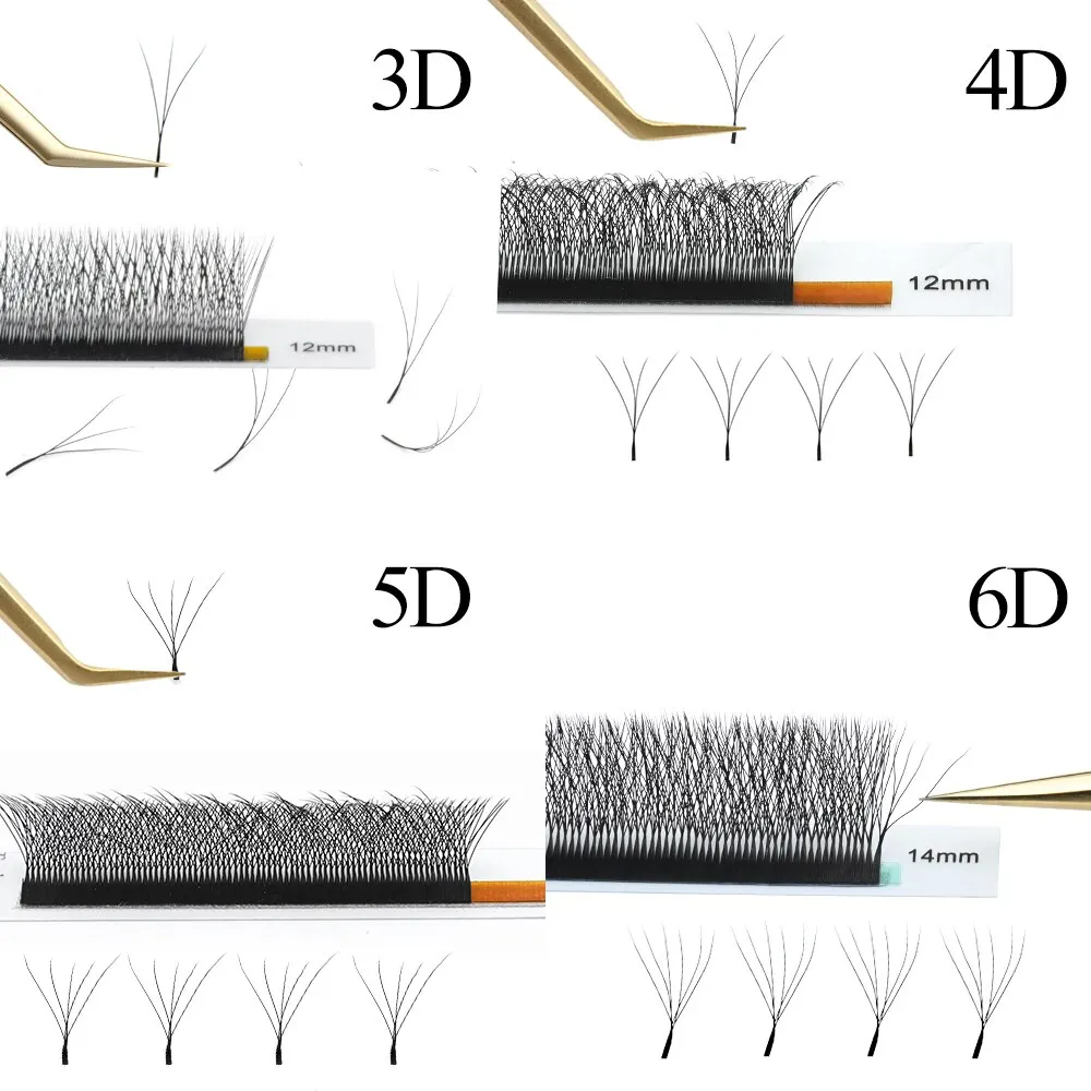 NAGARAKU 3D 4D 5D 6D W ventagli prefabbricati estensioni delle ciglia a fioritura automatica luce morbida naturale piena densa