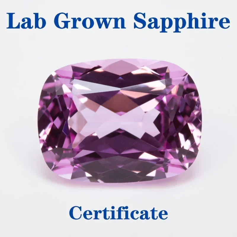 

Lab Grown Sapphire Rectangular Cushion Shape Cut pink Color VVS1 Selectable AGL Certificate Charms DIY Jewelry Making Material