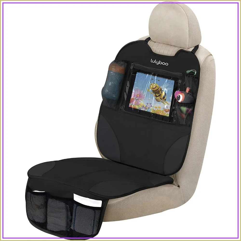 Car Seat Protector & Organizer for Baby & Toddler - Back Seat Storage, Kick Mat with Tablet Holder, Durable Nylon, Black
