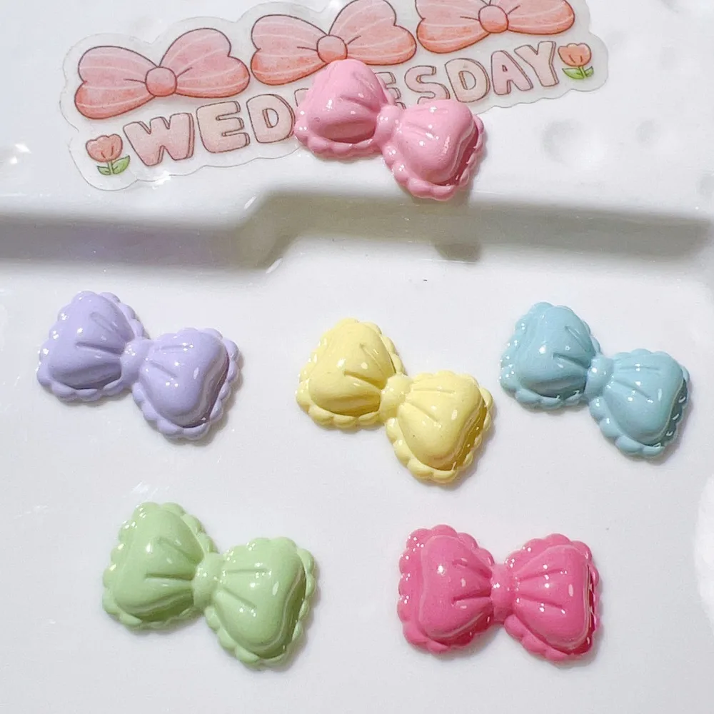 5pcs Mini Bowknot Resin Accessory Materials DIY Candy Color Shoe Buckle Handmade Hat Patch Phone Case Decoration Jewelry Making