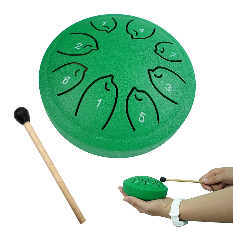 4.5 بوصة الصلب اللسان طبل 8 ملاحظات Handpan التأمل اليوغا شقرا شفاء المطر الرنين الصوت للتخييم الموسيقى التعليم