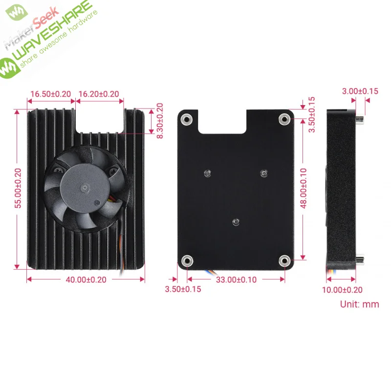 

SKU-22096 Waveshare Dedicated All-in-one 3007 Cooling Fan For Raspberry Pi Compute Module 4 CM4, Speed Adjustable, With Thermal