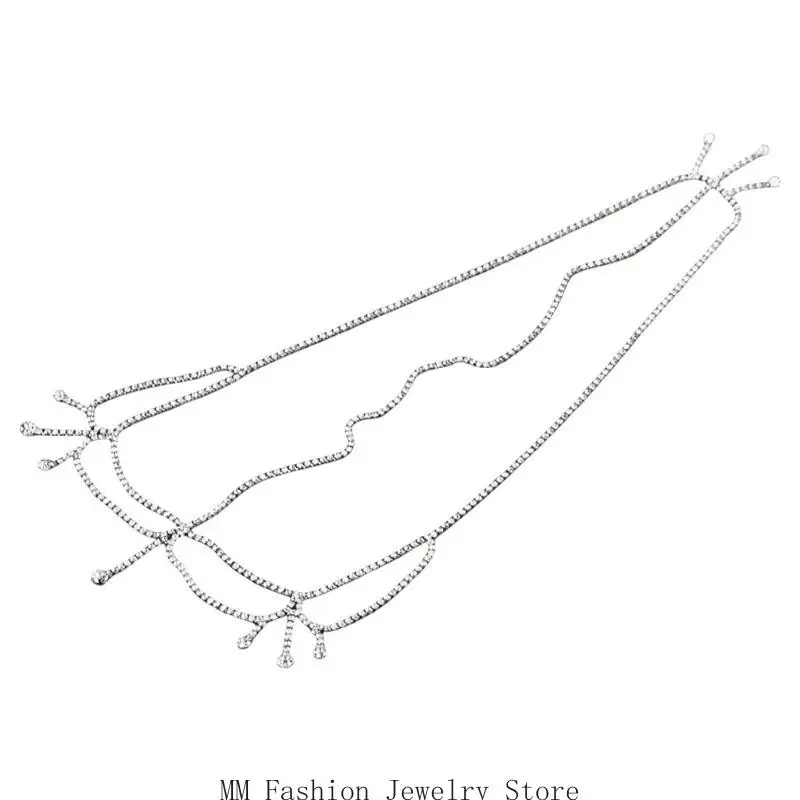 

D0UB Ювелирные изделия с кистями из сплава и цепочкой на голову со стразами для вечерней вечеринки