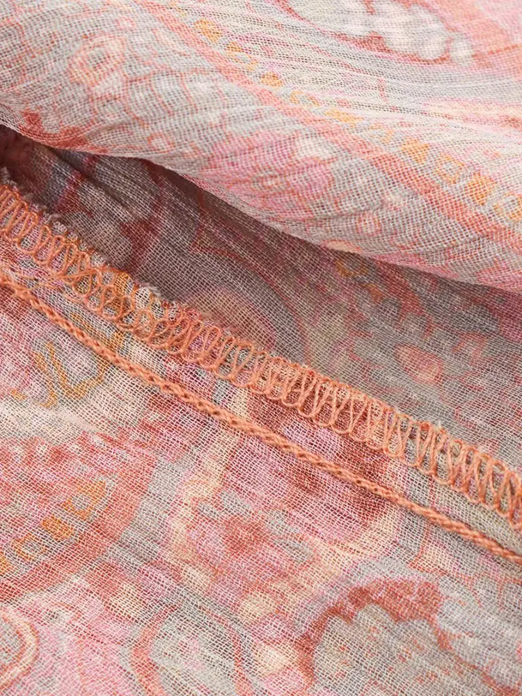 TFAFXY المرأة بلوزة أنيقة غير رسمية الأزهار طباعة الكشكشة مضيئة كم قمصان موضة جديدة ربيع الخريف عطلة البلوزات