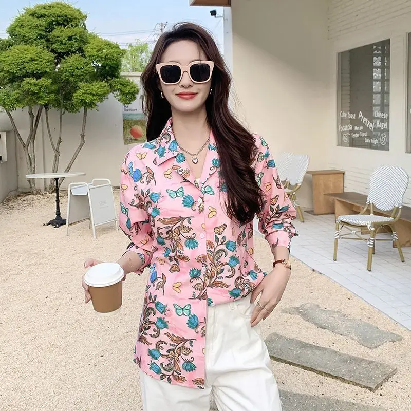 2024 New Fashion Office Lady Long Sleeve Tops Ladies Temperament Women\'s Clothing Printing Shirts Spring Autumn Korean Blouses