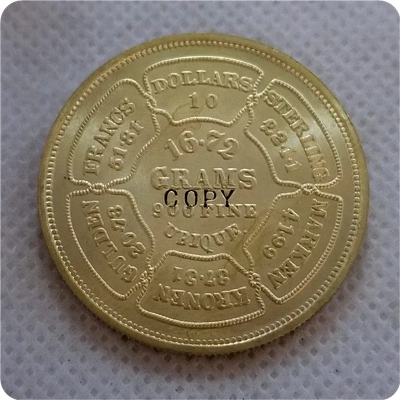 COPY REPLICA USA 1874 Bickford $10.00 Or Eagle Patterns COPY COINChallenge Pocket Coins Christmas Gifts