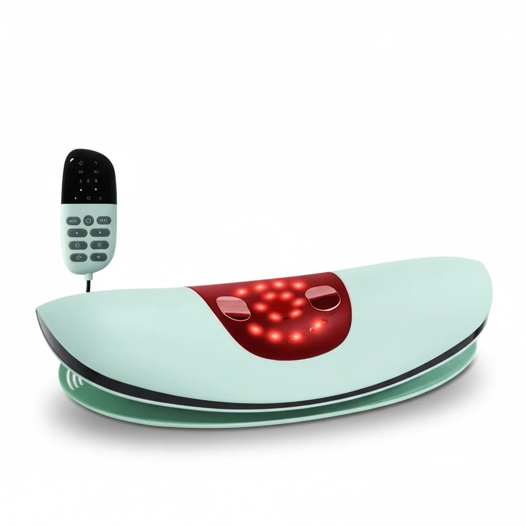 

Lumbar Traction Device, ABS 420 x 195 x 80 mm Heated Waist Massager, Vibration and Electrotherapy, Sciatica Pain Relief
