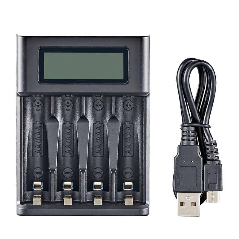 AA / AAA Battery Universal USB Charger LCD Display 4 Slots For Rechargeable Battery Ni-MH Ni-Cd Indicator Battery Charger