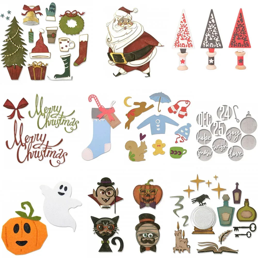 Weihnachtsmann-Baum, Hirsch, Rollschuhe, Metall-Stanzformen, Halloween, Weihnachten, Urlaub, Dekoration, gestanzt, für DIY Scrapbooking, Basteln