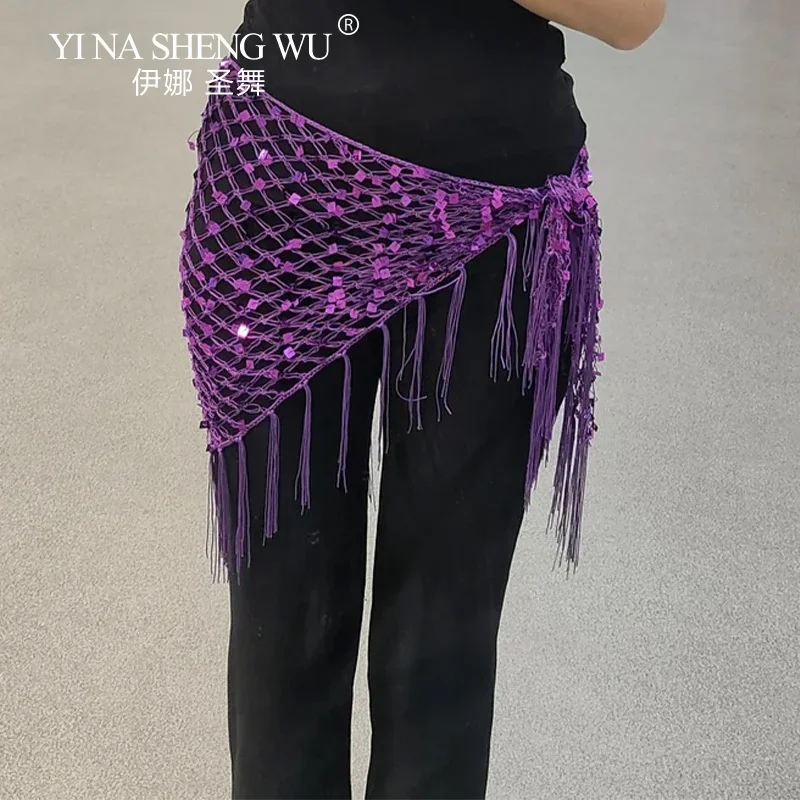 إكسسوارات الرقص الشرقي المثلثة الكلاسيكية حزام شرابة طويل مثلث مرن من اليد الكروشيه الرقص الشرقي وشاح الورك حزام الترتر