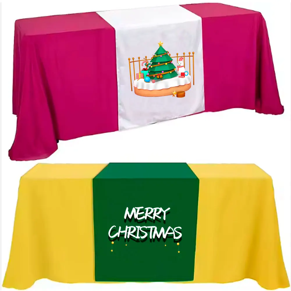 Customizable personalized business logo polyester tablecloth, suitable for wedding, trade show, event, outdoor