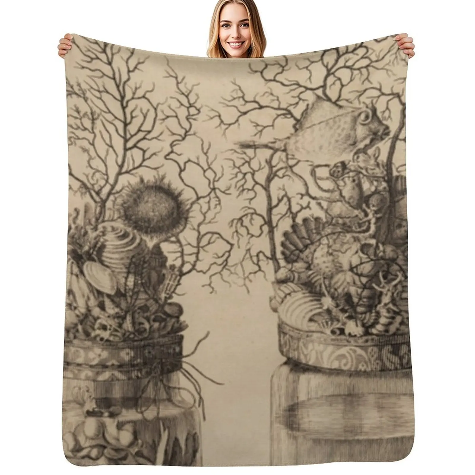 

Cabinet Of Curiosity Corals Throw Blanket Travel wednesday Single For Decorative Sofa Blankets