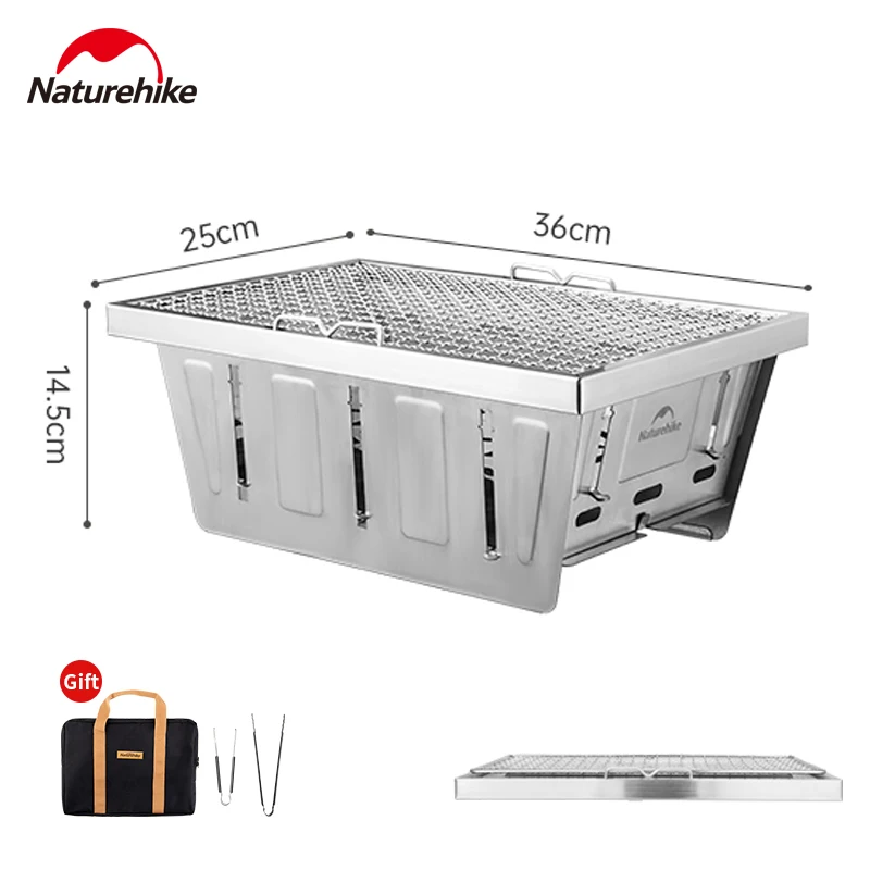 Naturehike IGT Charcoal Grill Barbecue Stove Firewood Heater Camping Picnic Cookware Table Accessories Portable Stainless Steel