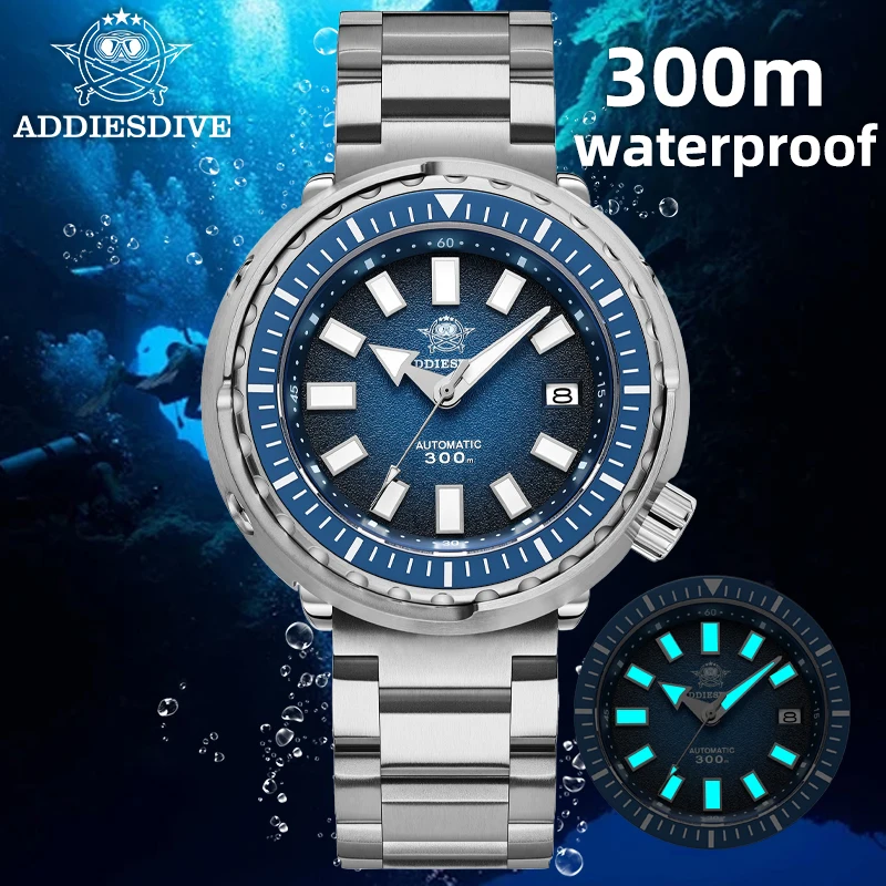 ADDIESDIVE New NH35 Sapphire Automatic Watch 300M Stainless Steel Super Luminous Mechanical Wristwatch For Men relogio masculino