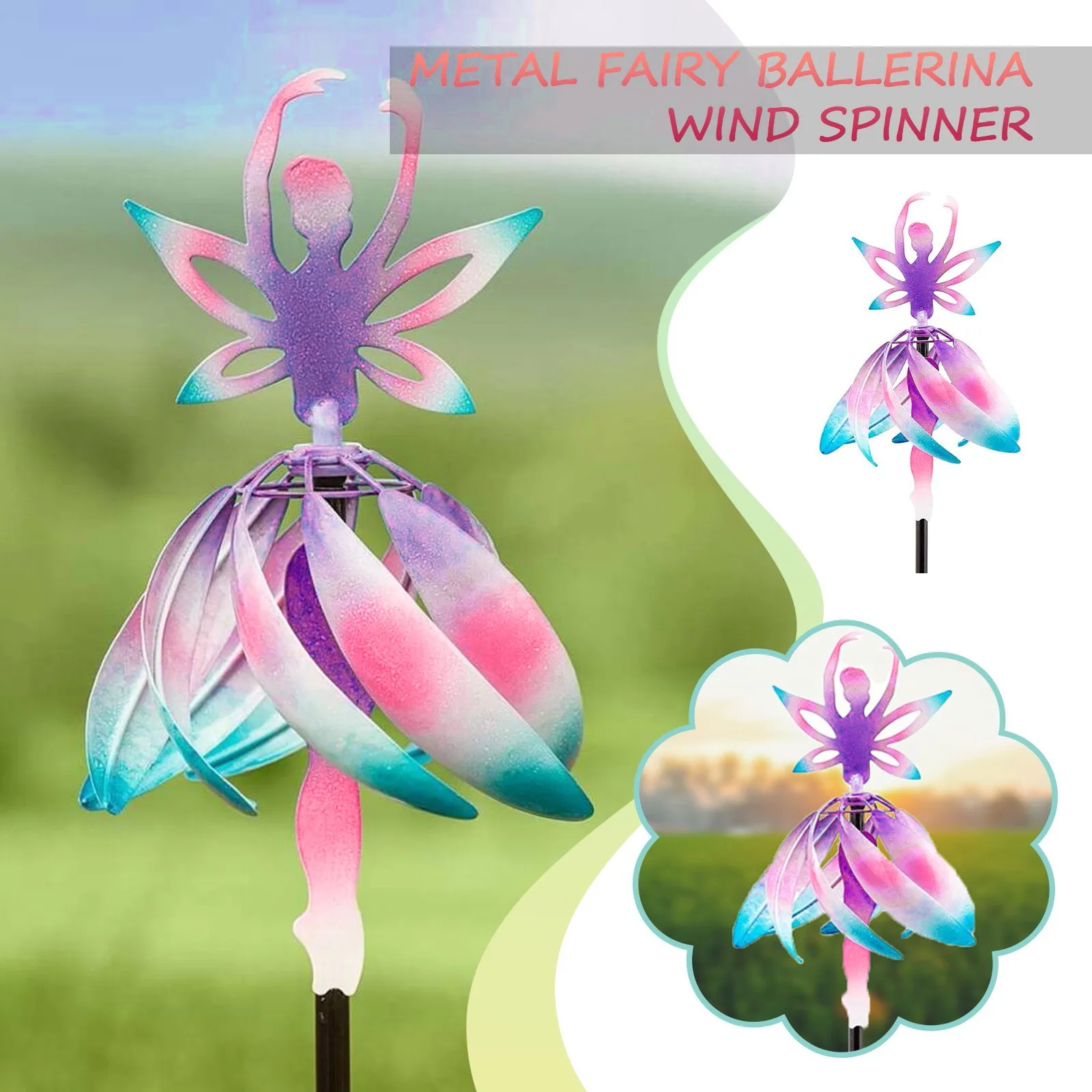 

Elegant Metal Fairy-Ballerina Wind-Spinner Handcrafted Metal Garden Art Angel Ornament Flowerbed Patio Yard Art Pixie Pinwheel