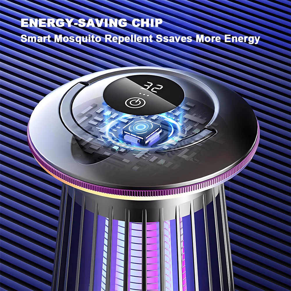 

Электрическая лампа от комаров, УФ-свет, ловушка для насекомых типа C/перезаряжаемая летняя мухобойка, лампа для уничтожения насекомых ﻿ Кемпинг