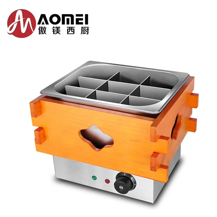 Anti-scald Wooden Case Outside oden food cooker /machine with stainless steel inner pot