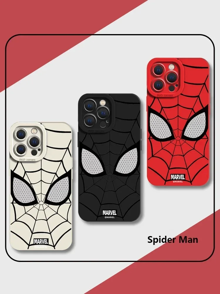 Marvel Spider Man Plain Multistep Phone Case for iPhone 16 15 Pro Max 14 13 12 11 Pro Max XR XS X 7 8 15 Plus SE Soft Cover Etui