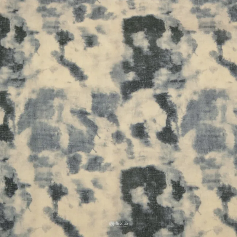 Ink-dyed abstract art sense tie-dyed linen fabric for dress shirt and skirt clothing