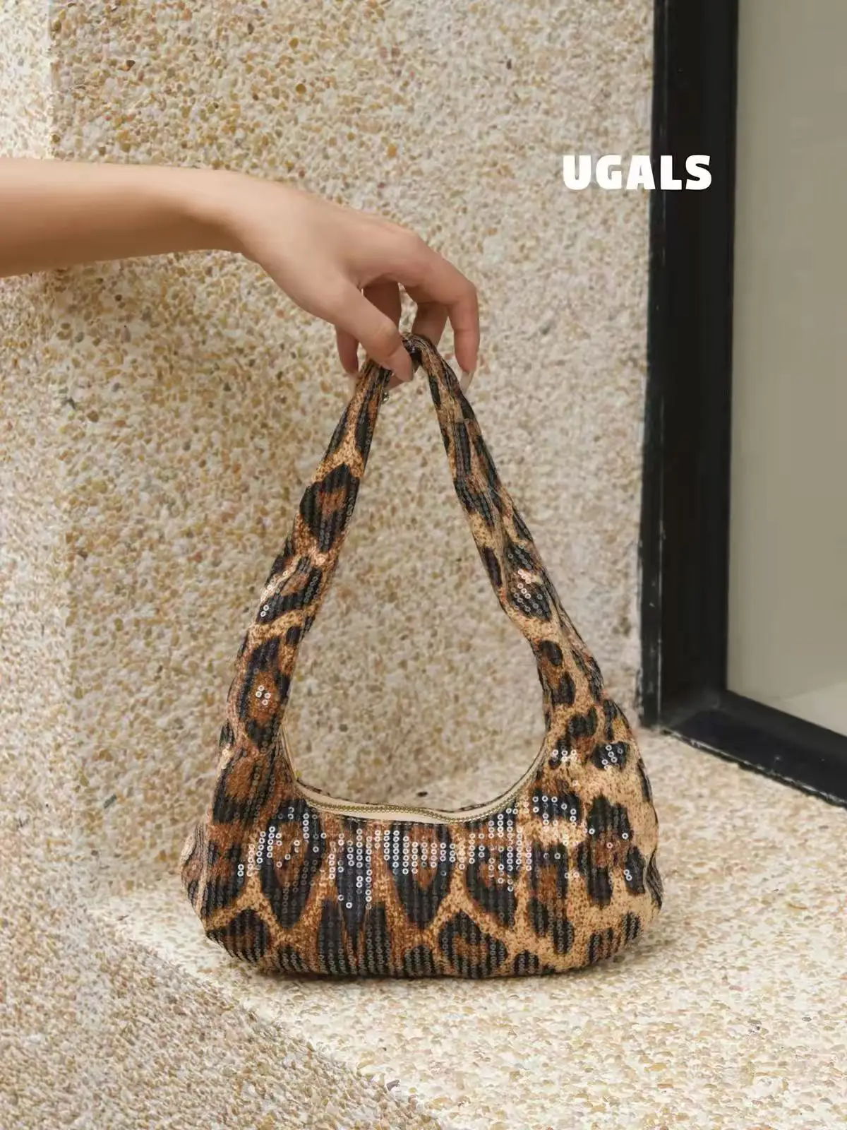 Fashion Leopard Hobo Bag Women Handbag Luxury Glitter Sequins Evening Bag Wedding Party Banquet Clutch Pure Shoulder Bag