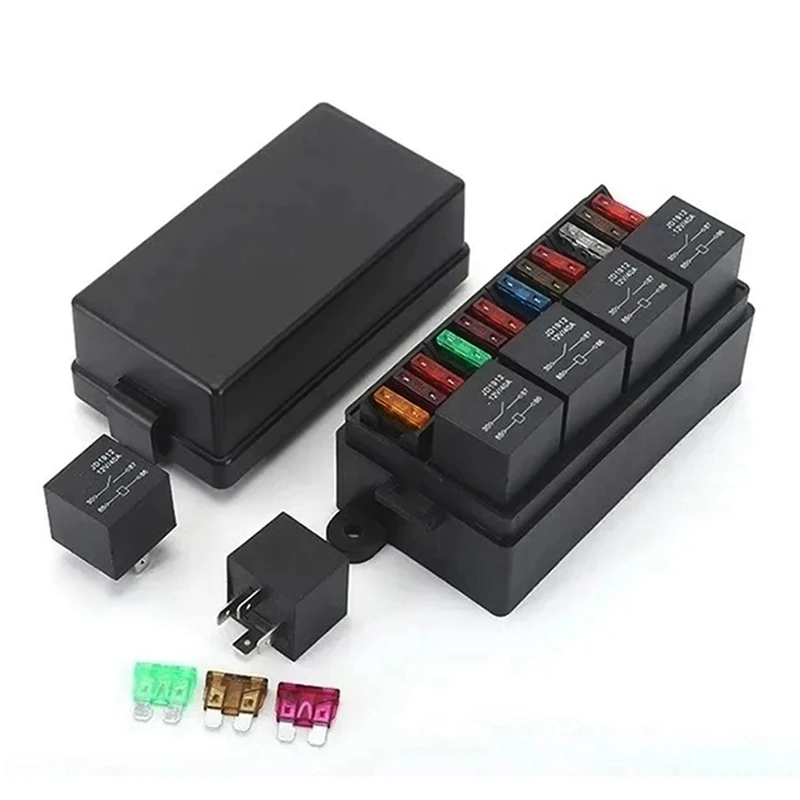 12V Fuse Relay Box Pre-Wired Fuse And Relay Box With 4 Relay 12 Way ATC/ATO Fuses Sealed 12V Relay Fuse Box For Car