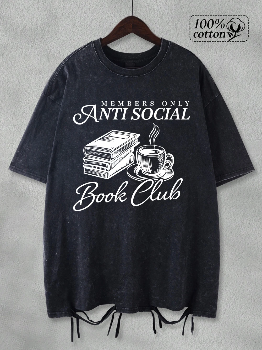 

Негабаритная стираная футболка, женская хлопковая футболка с принтом в социальных книг и клубе, летние удобные топы с круглым вырезом, повседневная женская одежда