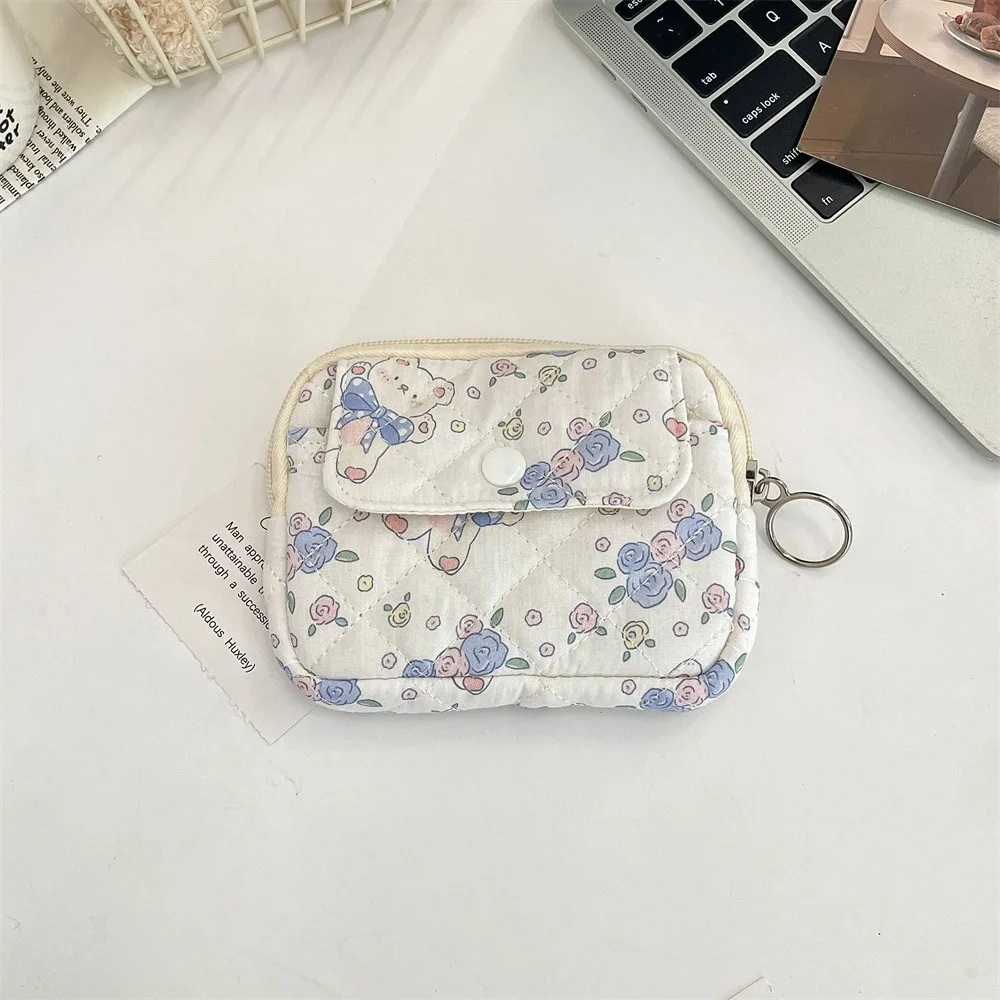 Kawaii Floral Geldbörse Cartoon Druck Multifunktionale Kleine Make-Up Lippenstift Tasche Schmuck Verpackung Tasche Koreanischen Stil