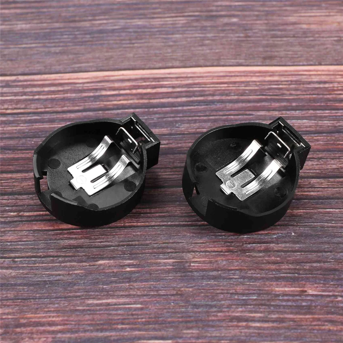 2 Pcs CR2450 Coin Cell Button Battery Socket Holder Case 2 Pins Black SQ