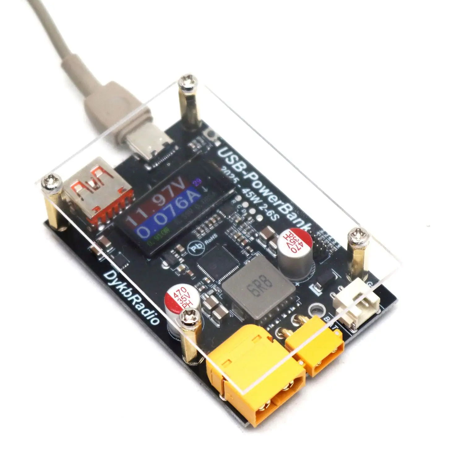Bidirektionales Schnellladegerät mit Digitalanzeige für Elektrowerkzeuge 45 W 2S-6S Li-Ion/Lifepo4 RC-Akku XT30 XT60 Laden und Entladen