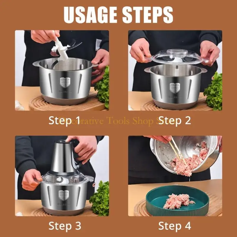 

QX2E Electric Grinder Machine 5L Stainless Steel Processor for Kitchen Use