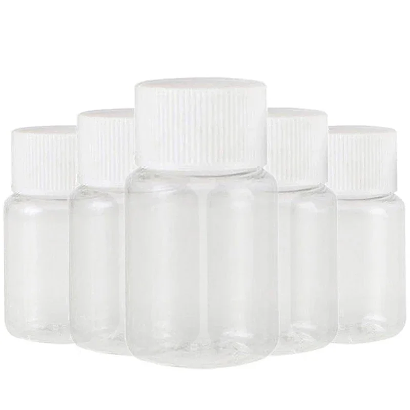 

100Pcs Refillable Plastic PET/PE Seal Bottles 15ml 20ml 30ml 50ml Clear Vials Reagent store Container Plastic Screw cap 100pcs