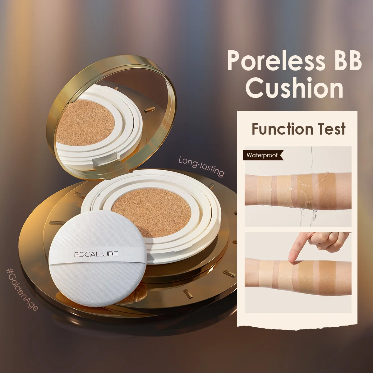 Wholesale FOCALLURE Foundation Air Cushion Waterproof Matte Base Poreless Full Coverage Face Cream Smooth Foundation Cosmetics