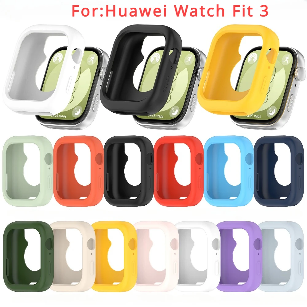 Silicone Case For Huawei Watch Fit 3 Samrt Watch Strap Silicone Protective Cover Fit3 Accessories Screen Protector