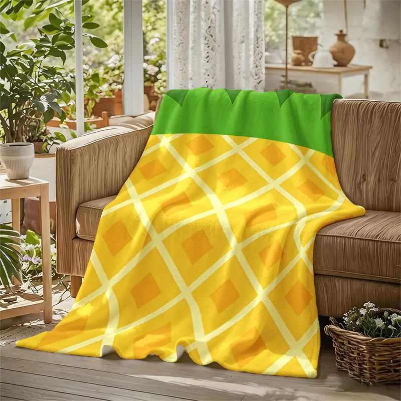 Pineapple Texture Flannel Blanket Warm Soft Halloween Christmas Decorative Couch Warm Cozy All-Season Gift