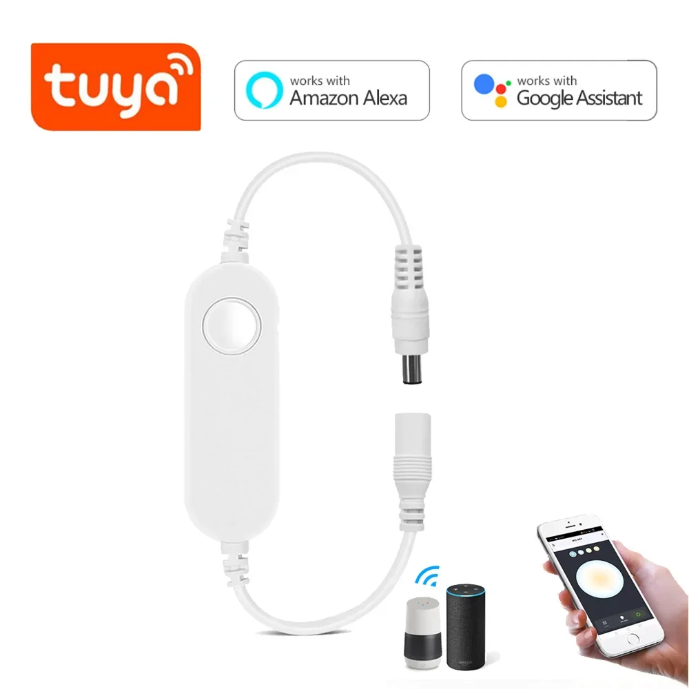 DC12V-24V kontroler LED typu Tuya Smart Life Wifi działa z asystent Google Alexa dla 12V-24V DC z pojedynczą kolorowy pasek LED