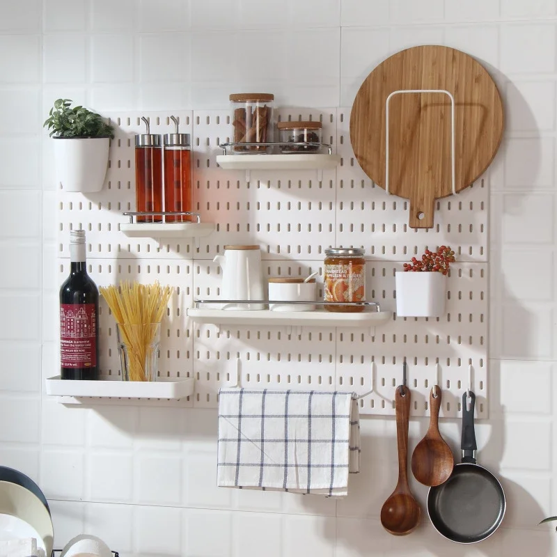 DIY Free Combination Pegboard Dish Rack Kit Hole Board for Wall Kitchen Organizer Tools Crafts Organization Ornaments Display