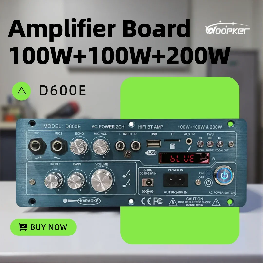 Woopker 100W+100W+200W D600E Bluetooth 5.0 Amplifier Board with Subwoofer TWS Function for Left and Right Channel Stereo Sound
