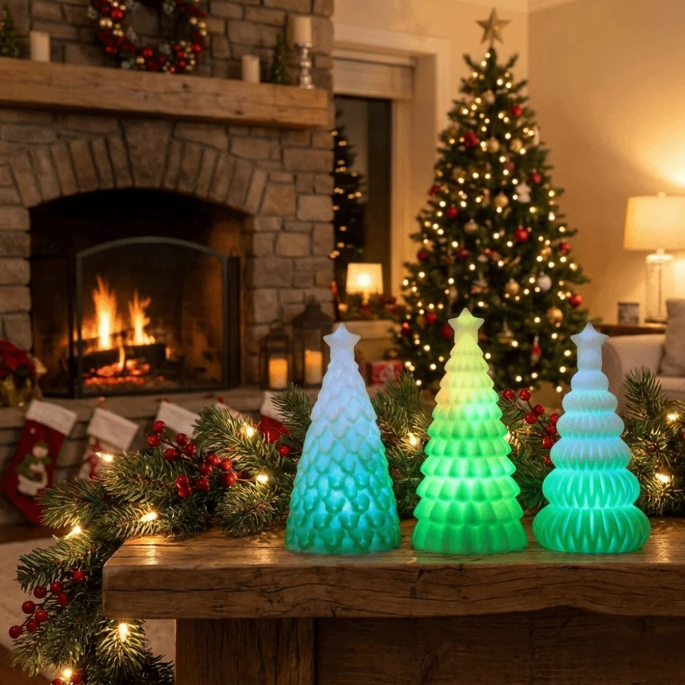 Vinyl Santa Claus Night Light Luminous Glowing Christmas Tree Desktop Lamp Mini Santa Claus Christmas Desktop Ornaments
